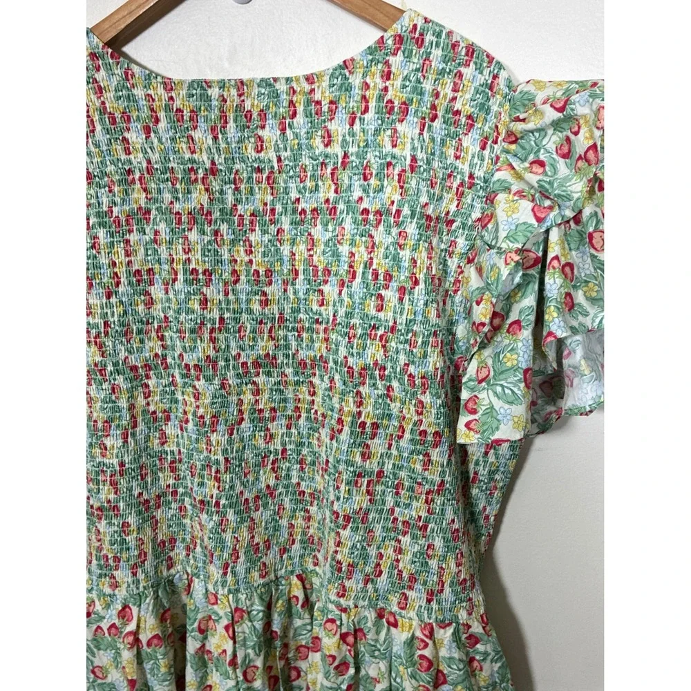 Ivy City Co Strawberry Smocked Ruffle Maxi Dress Size 3X Garden Party Cottage - Picture 11 of 11